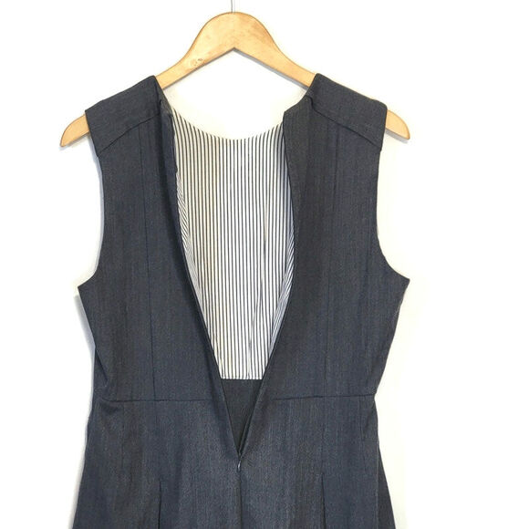 Alice + Olivia Dress Scoop Neck Sleeveless Pleated Wool Midi Classic Gray Size M - Picture 11 of 16